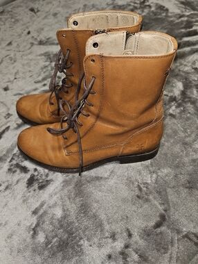 Frye Tan Melissa 3476081 Lace Up Ankle Short Leather Boots Sz 7